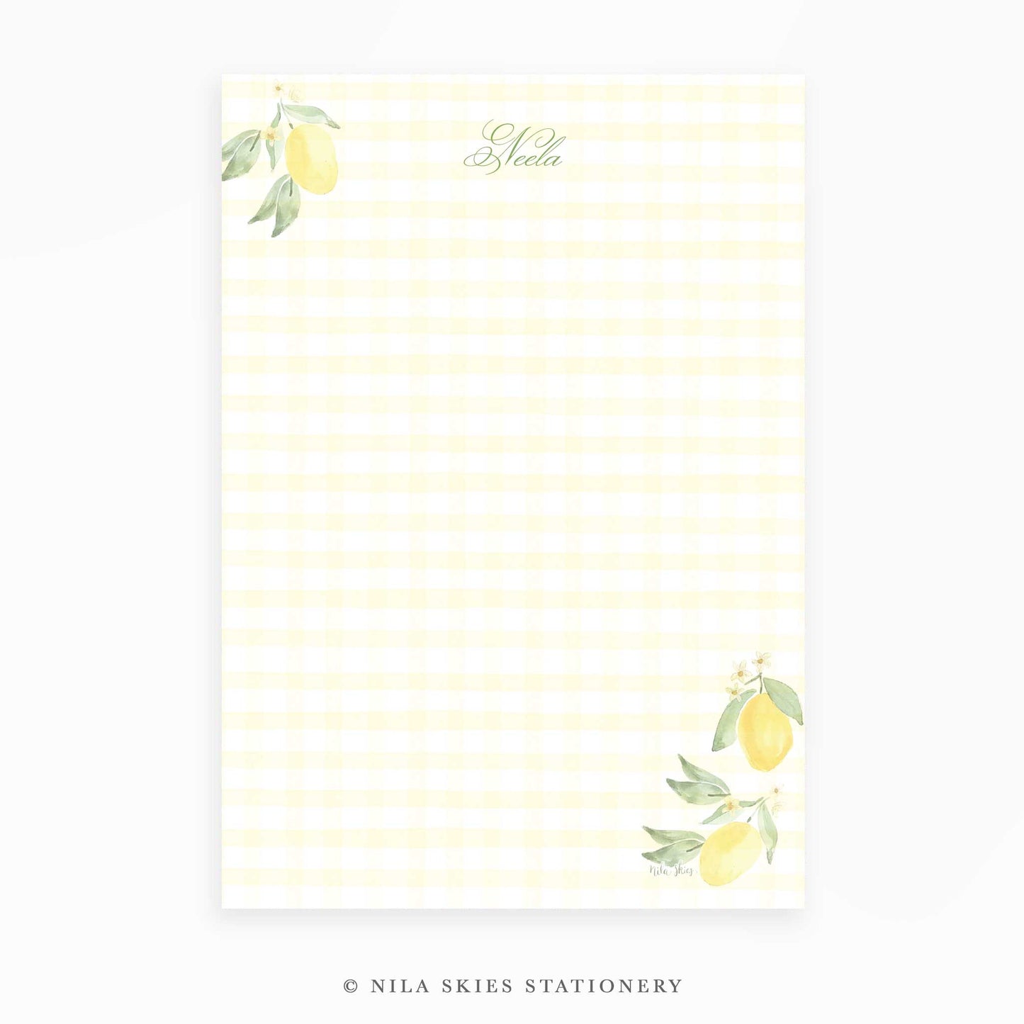 Personalizable Yellow Plaid Notepad