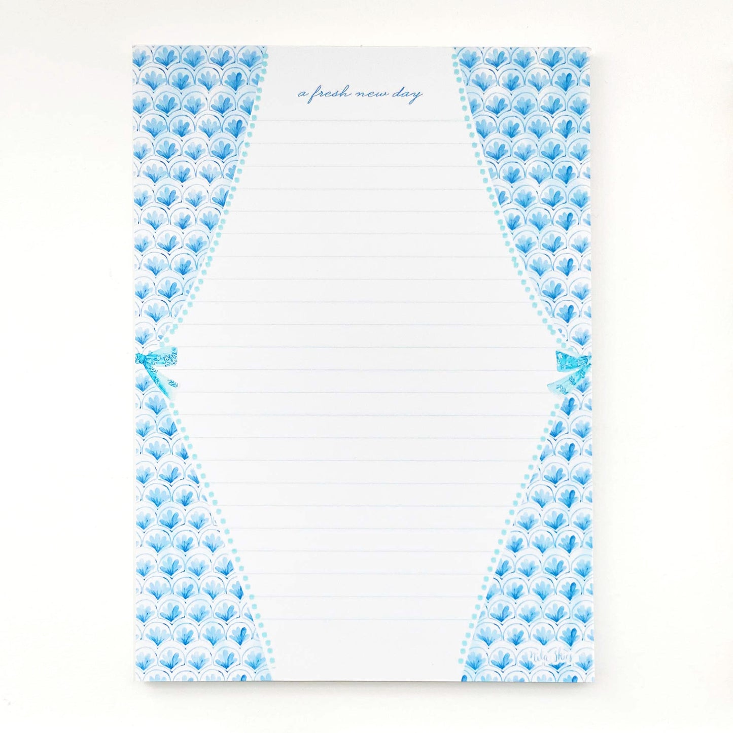 Blue and White Scallops Lined Notepad