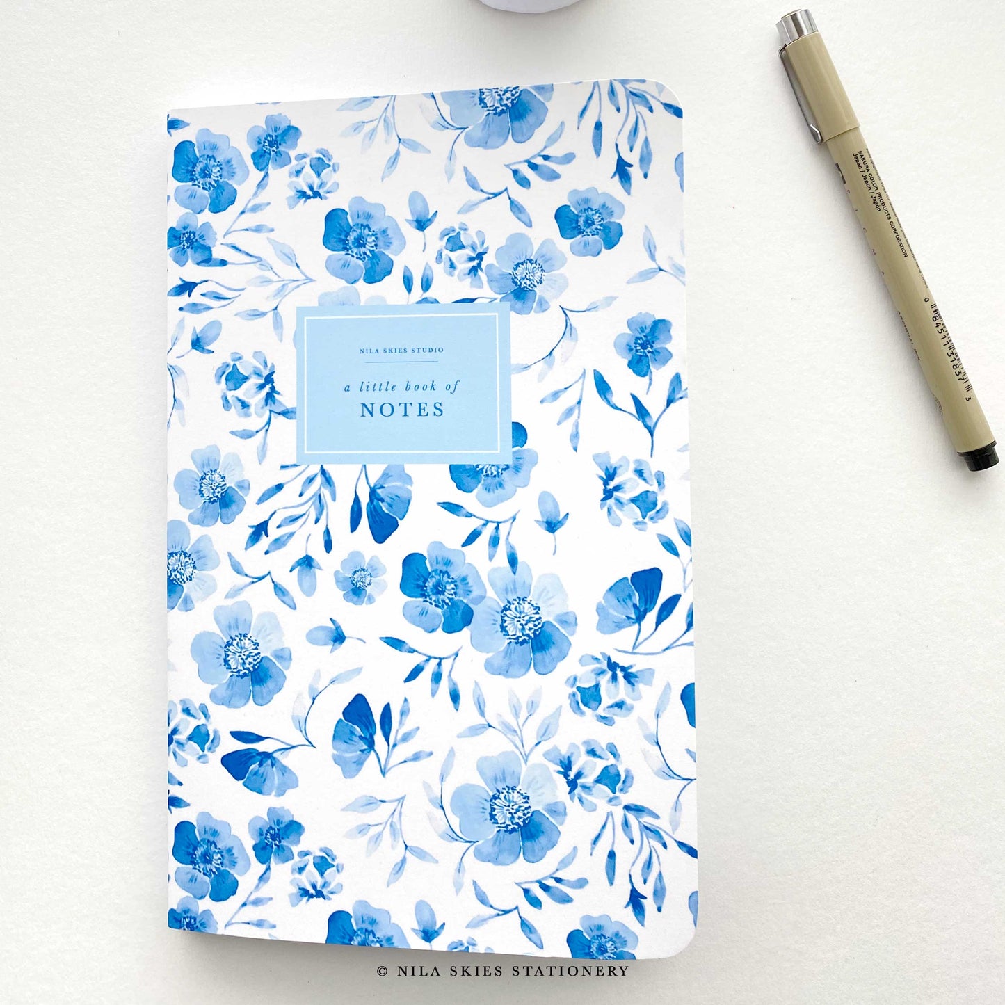 Blue Watercolor Floral Notebook