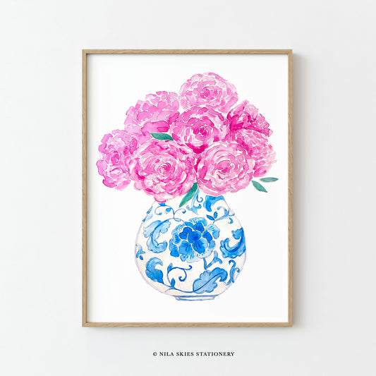 Peony in Chinoiserie Vase Art Print