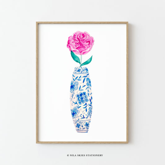 Garden Rose in Chinoiserie Vase Art Print